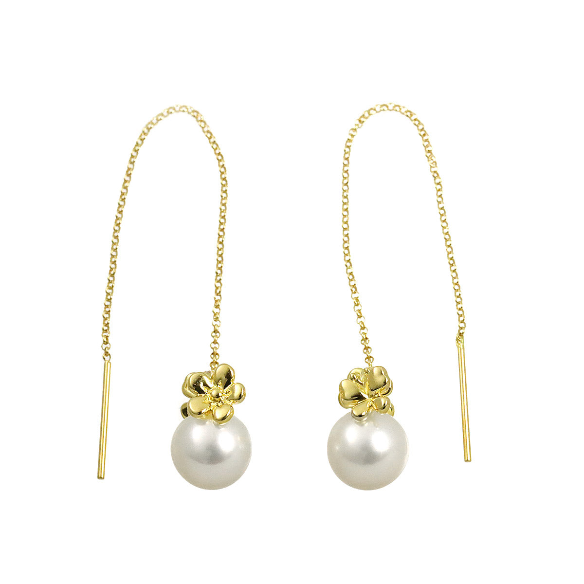 Akoya Pearl 8.1mm Earrings Pierced 18K YG 750