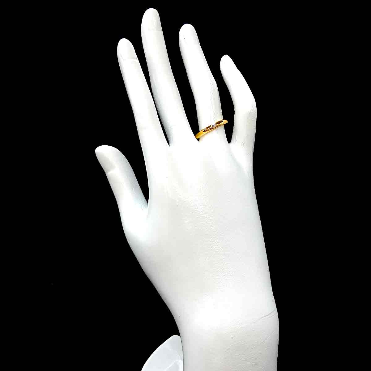 Stacking Diamond 1P Ring 18K Yellow Gold 750 Size6(US)