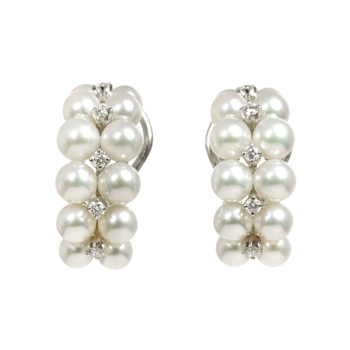 Baby Pearl 4.7-4.0mm Diamond Earrings Clip on 18K WG 750