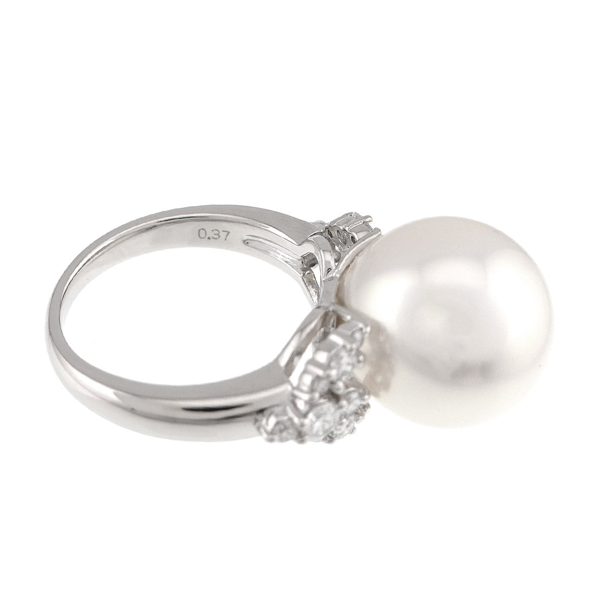 South Sea pearl 13.1mm Diamond 0.37ct Ring Platinum 5.5-5.75(US)