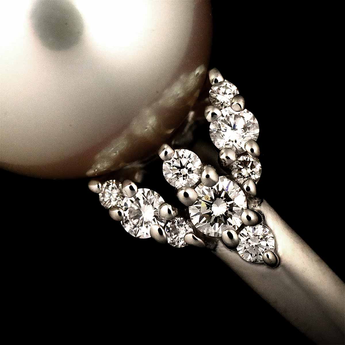 South Sea pearl 13.1mm Diamond 0.37ct Ring Platinum 5.5-5.75(US)