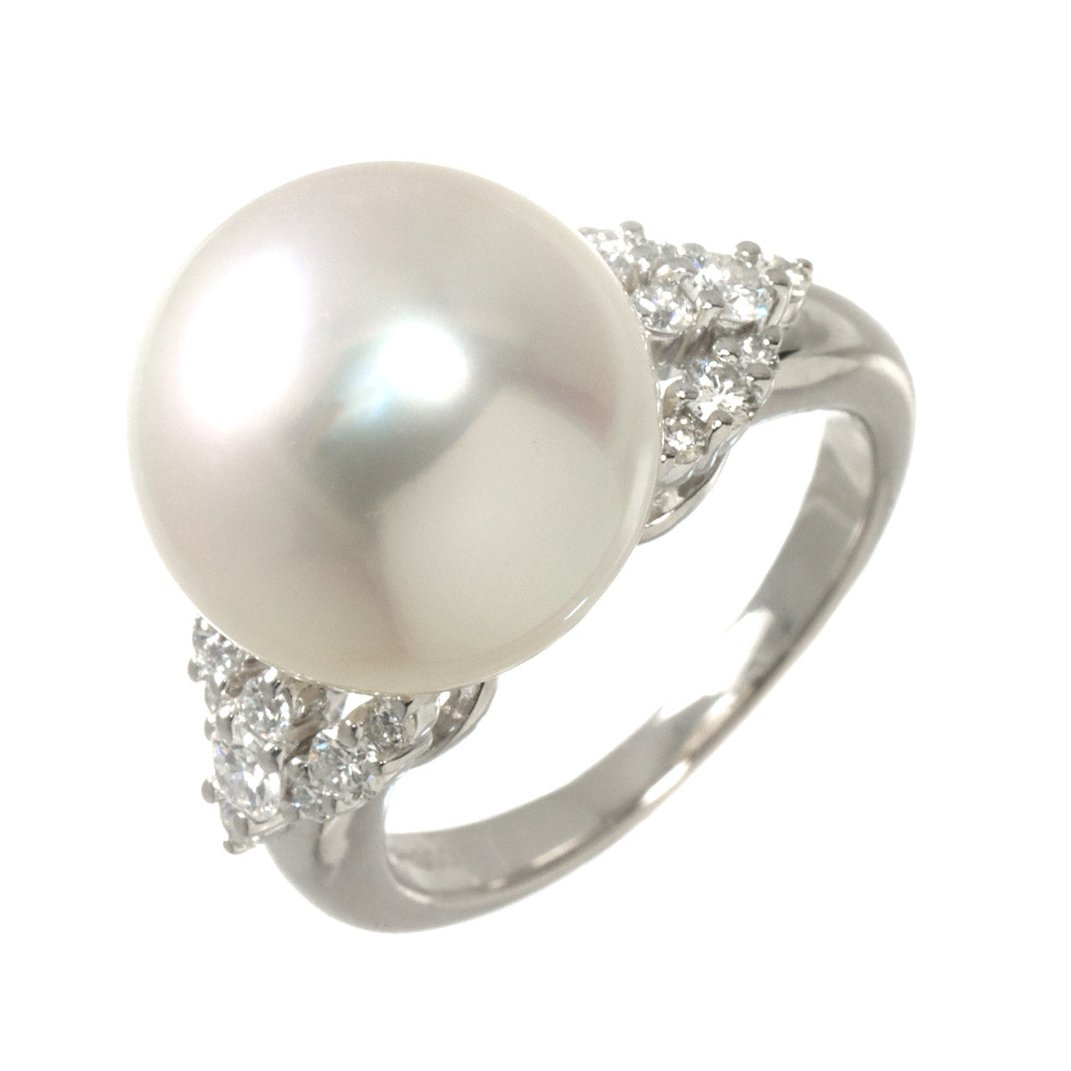 South Sea pearl 13.1mm Diamond 0.37ct Ring Platinum 5.5-5.75(US)