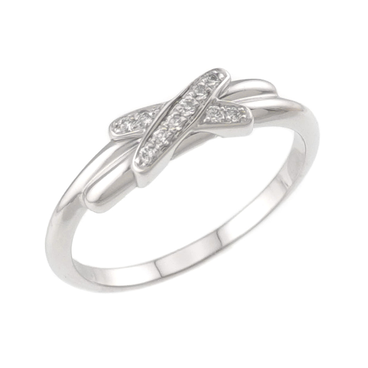 Jeux de Liens Diamond Ring 18K White Gold 750 size47 4(US)