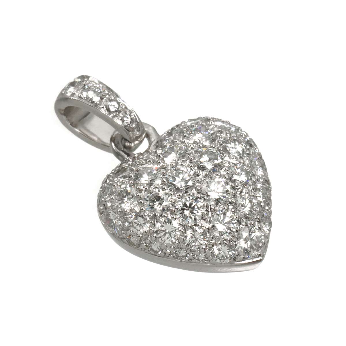 Heart Pave Diamond Pendant Top 18K White Gold 750