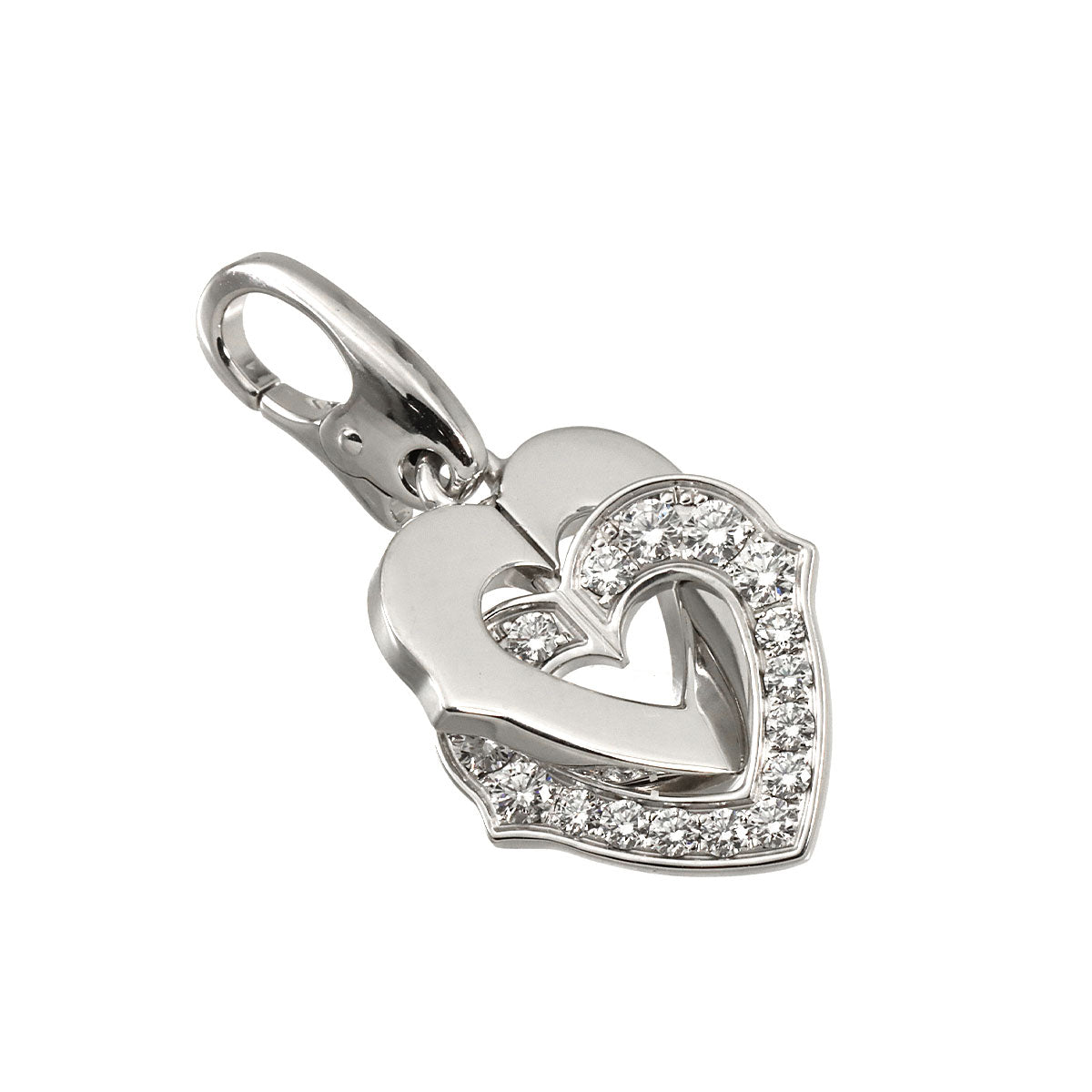 Heart Diamond Pendant Top Charm 18K White Gold 750