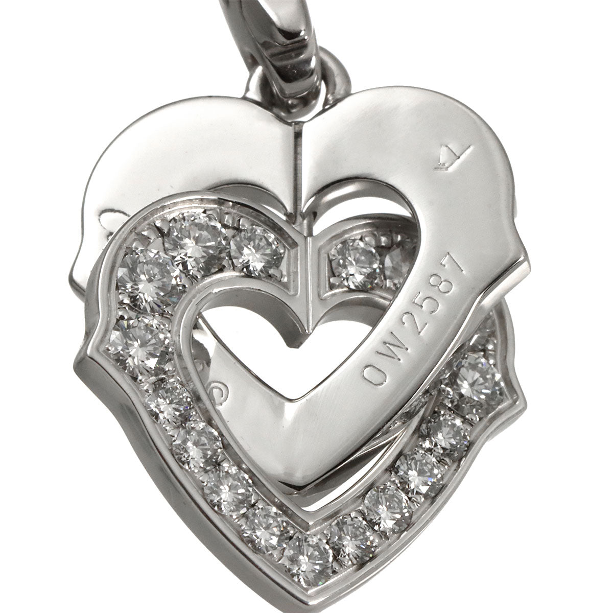 Heart Diamond Pendant Top Charm 18K White Gold 750