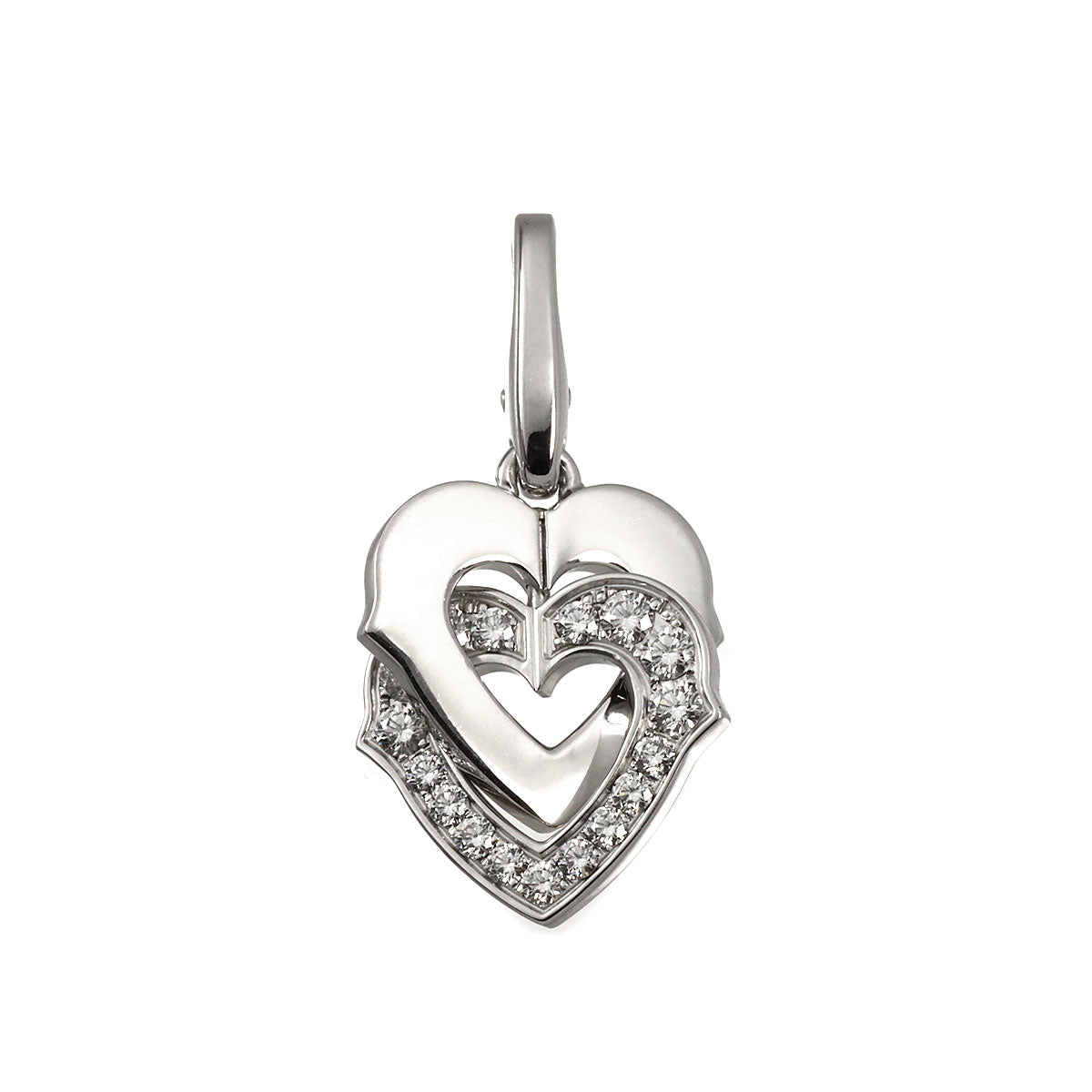 Heart Diamond Pendant Top Charm 18K White Gold 750