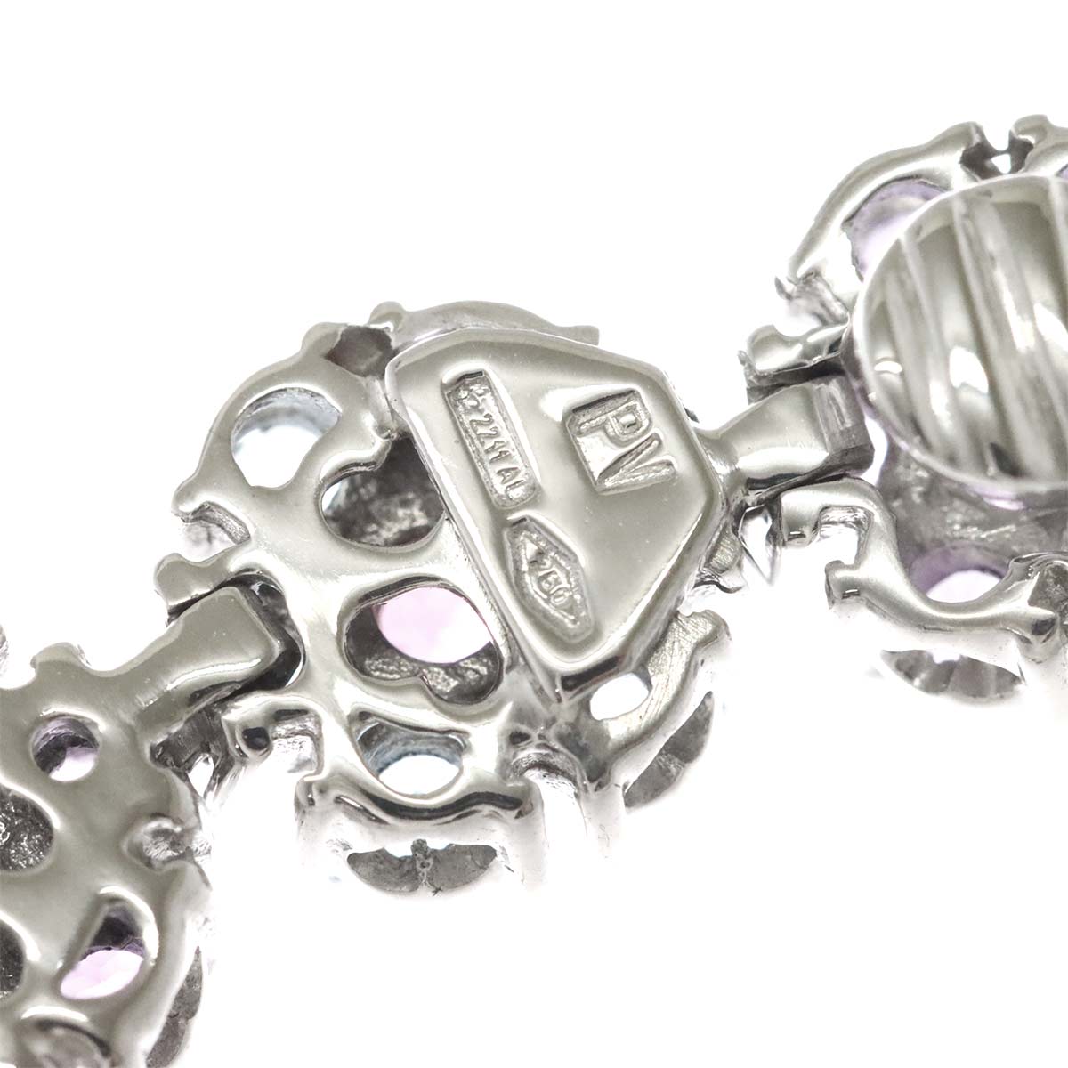 Multi Stone Flower Bracelet 18K White Gold 750
