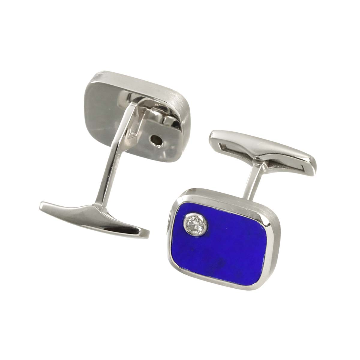 Lapis Lazuli Diamond Cuff Links 18K WG White Gold 750