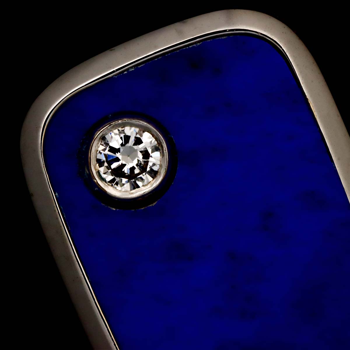 Lapis Lazuli Diamond Cuff Links 18K WG White Gold 750