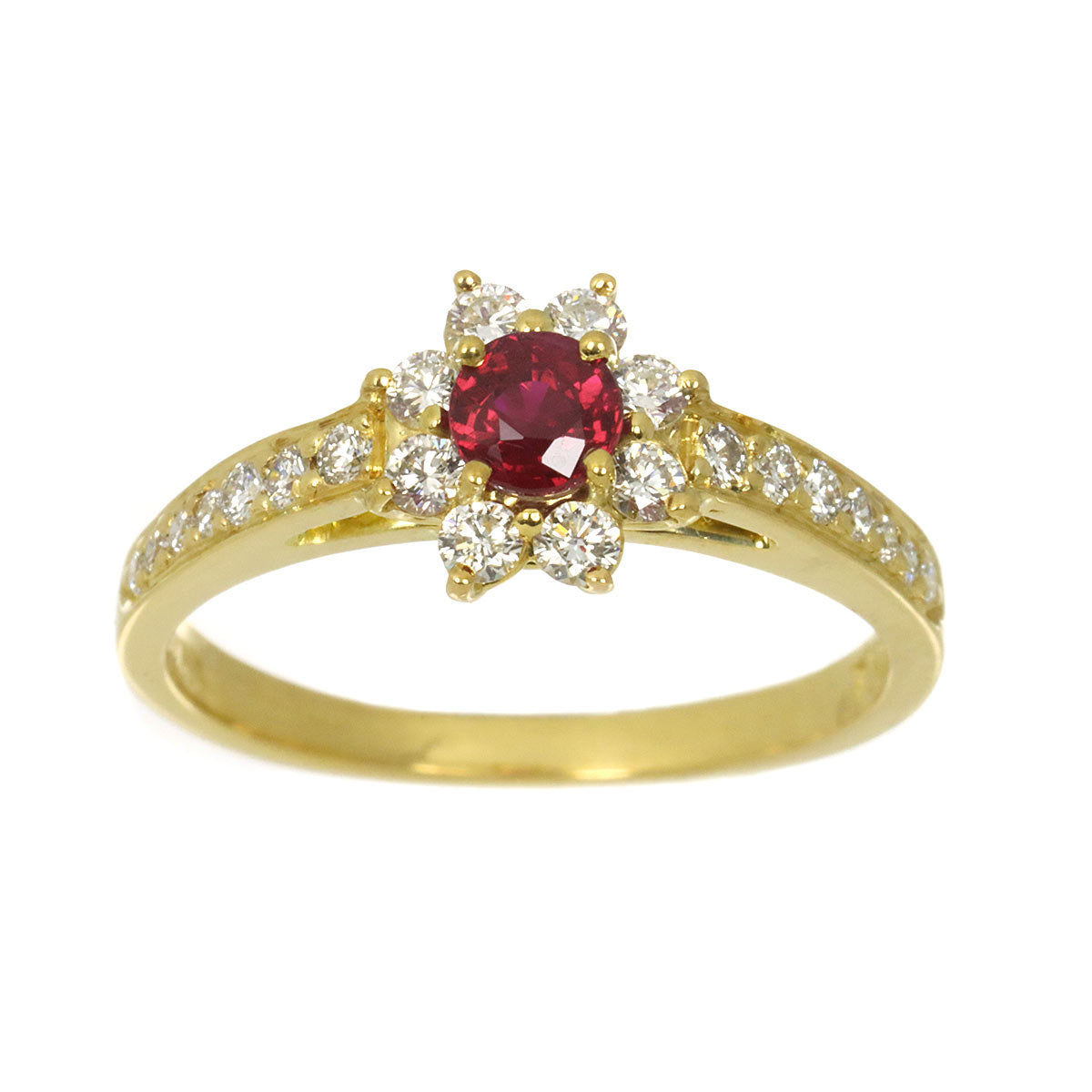 Ruby Diamond Ring 18K YG 750 size6(US)