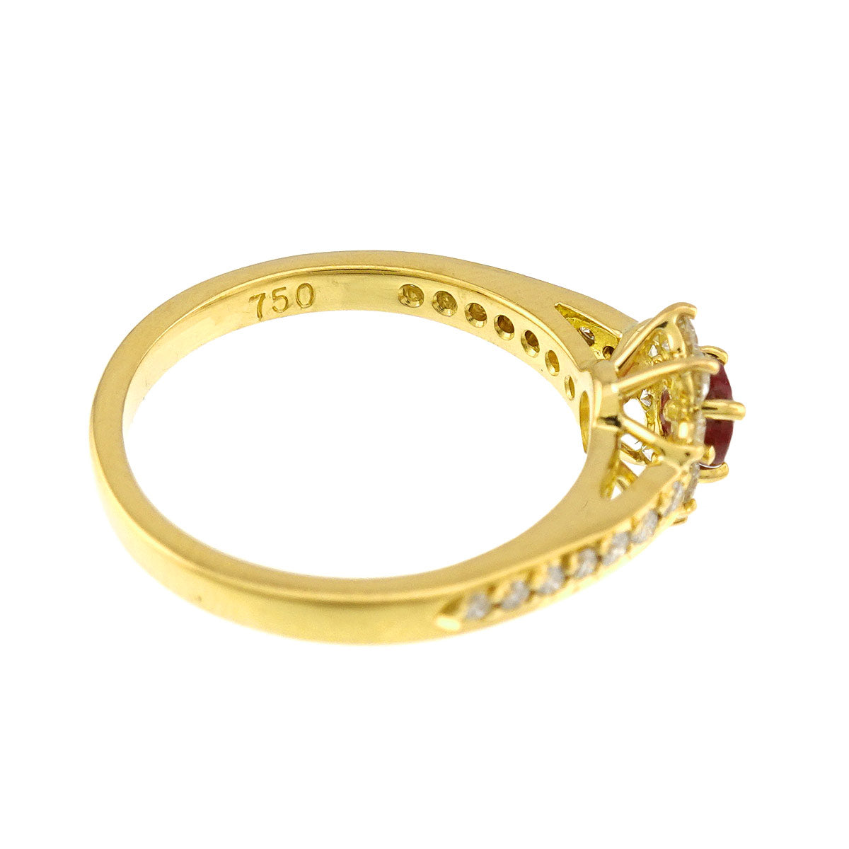 Ruby Diamond Ring 18K YG 750 size6(US)