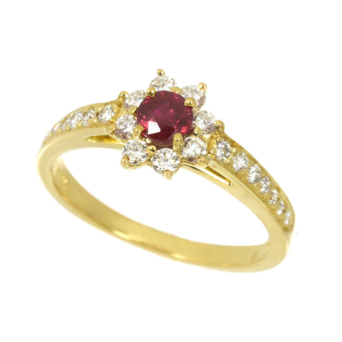Ruby Diamond Ring 18K YG 750 size6(US)