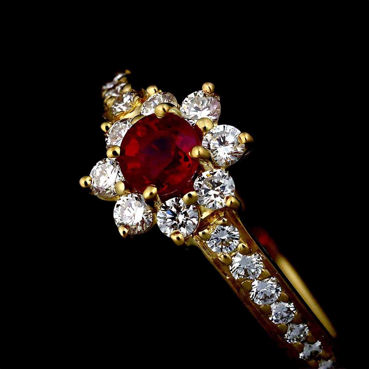 Ruby Diamond Ring 18K YG 750 size6(US)