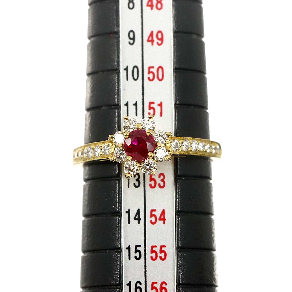 Ruby Diamond Ring 18K YG 750 size6(US)