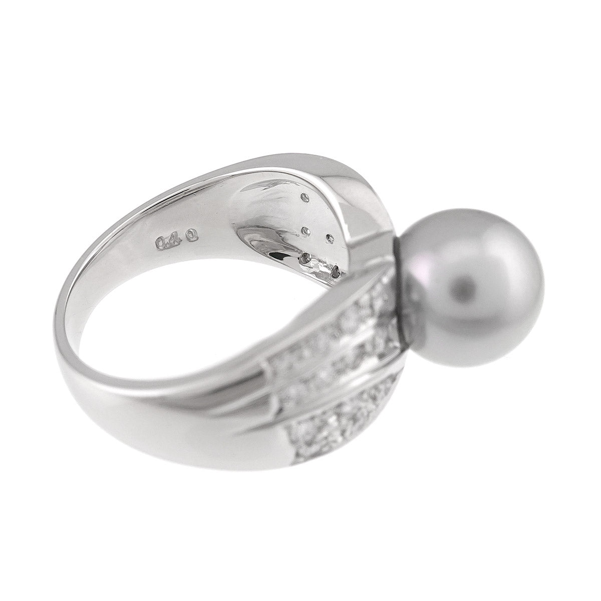 Black Pearl 9.2mm Diamond 0.40ct Ring Platinum size6(US)