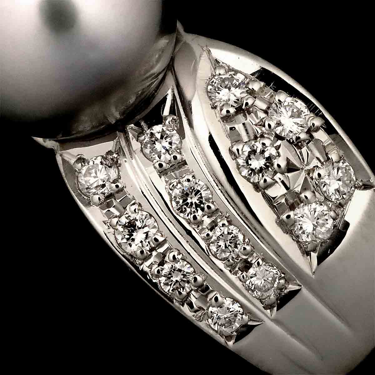 Black Pearl 9.2mm Diamond 0.40ct Ring Platinum size6(US)