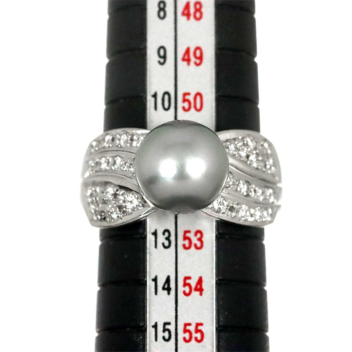 Black Pearl 9.2mm Diamond 0.40ct Ring Platinum size6(US)