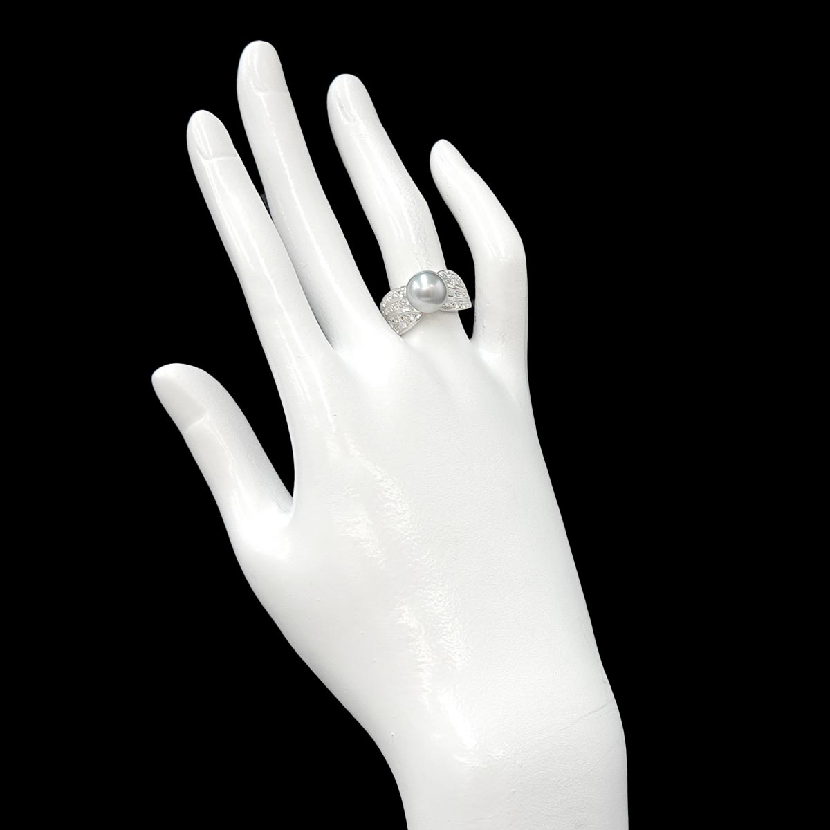 Black Pearl 9.2mm Diamond 0.40ct Ring Platinum size6(US)