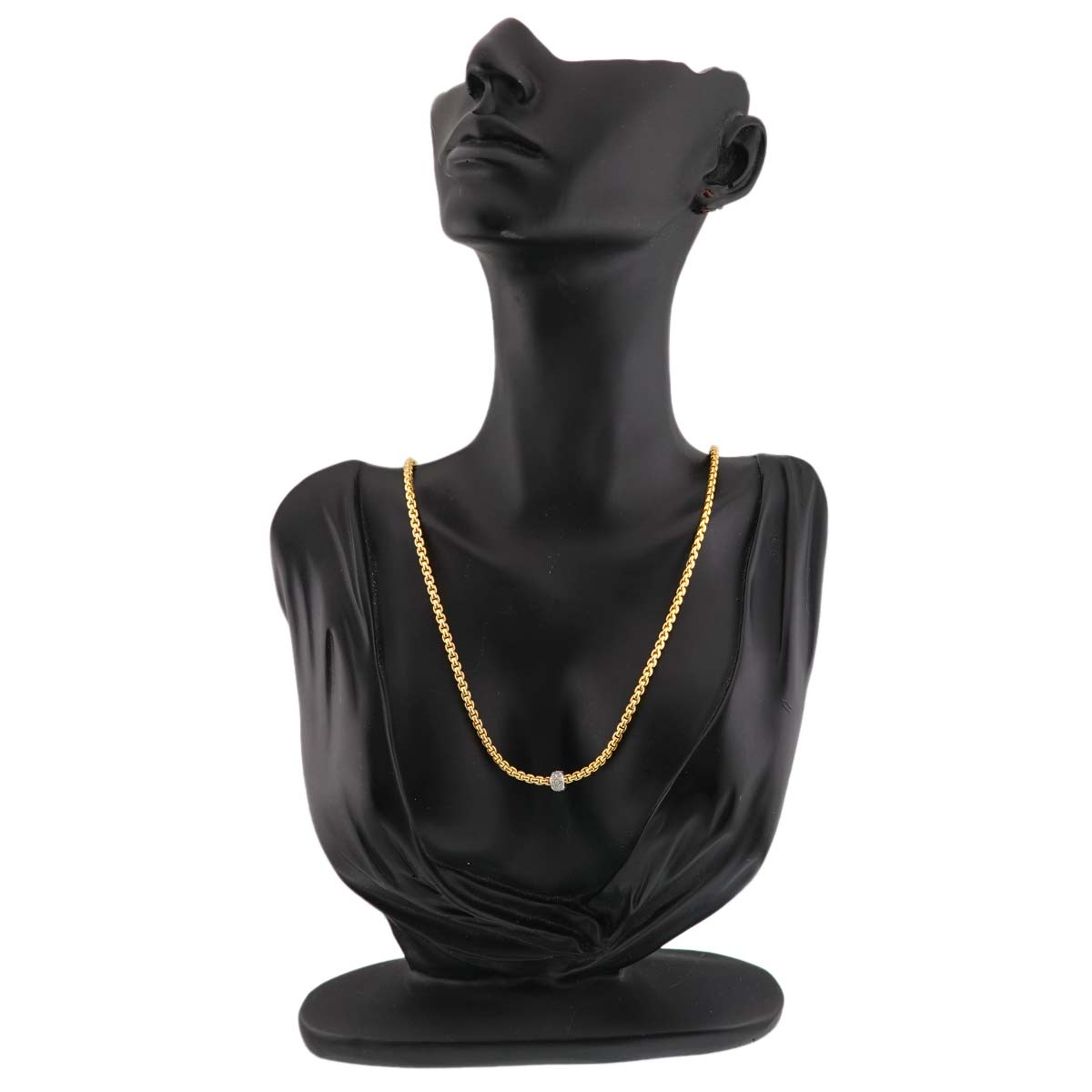 Diamond 0.19ct Long Necklace 18K Yellow White Gold 750