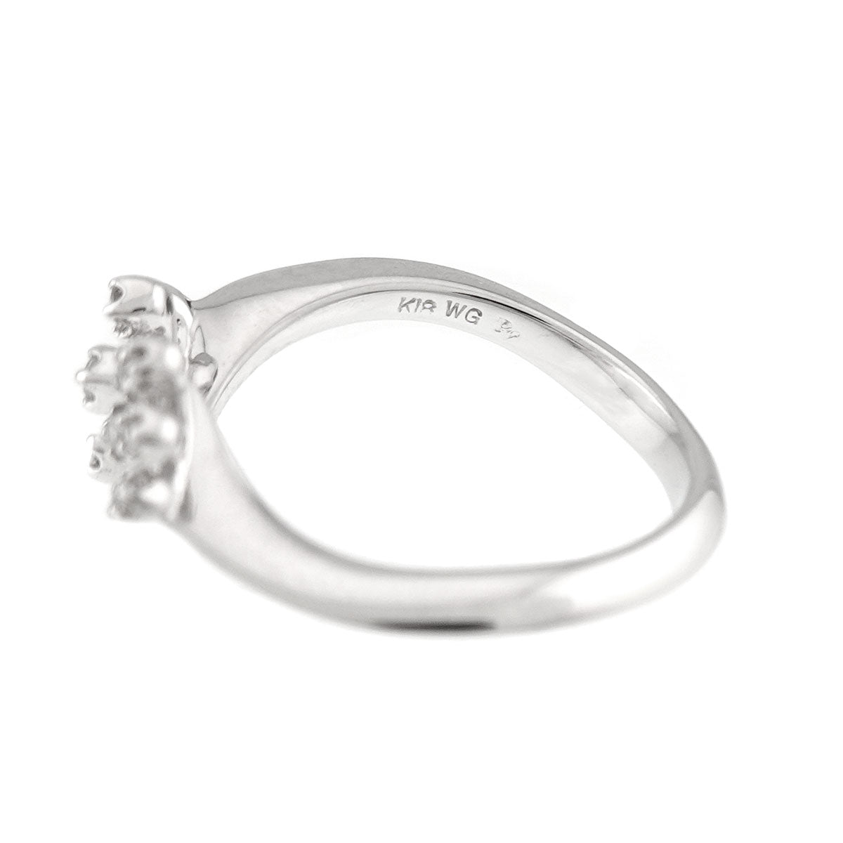 Diamond 0.18ct Ring 18K White Gold 750 Size4(US)