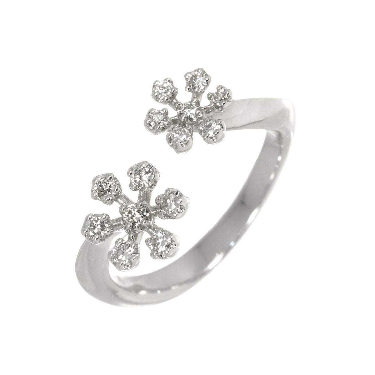 Diamond 0.18ct Ring 18K White Gold 750 Size4(US)