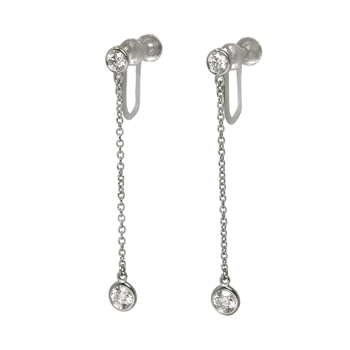 By The Yard Diamond Earrings Clip on Platinum