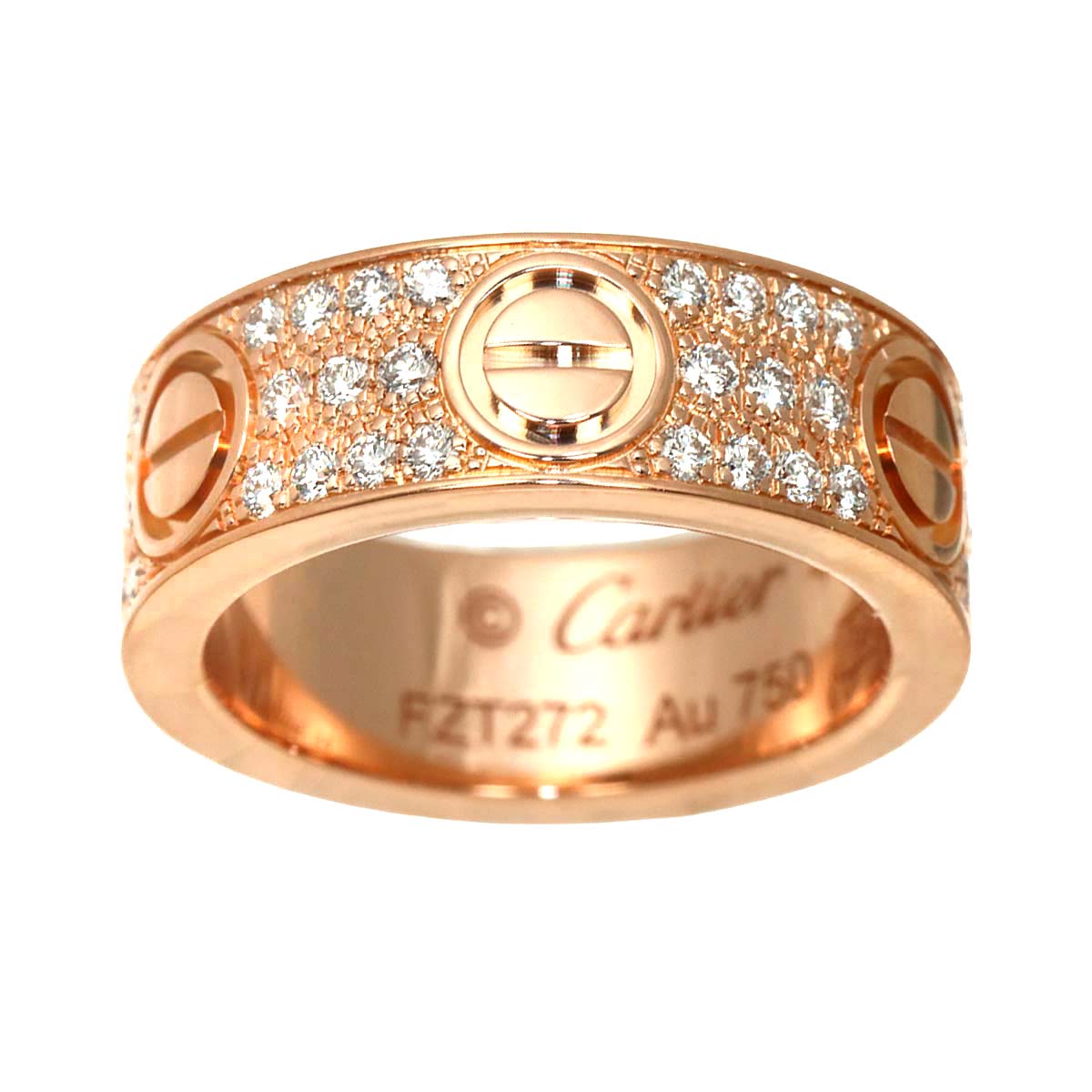 Love Ring Full Pave Diamond 18K PG 750 size48 4-4.5(US)