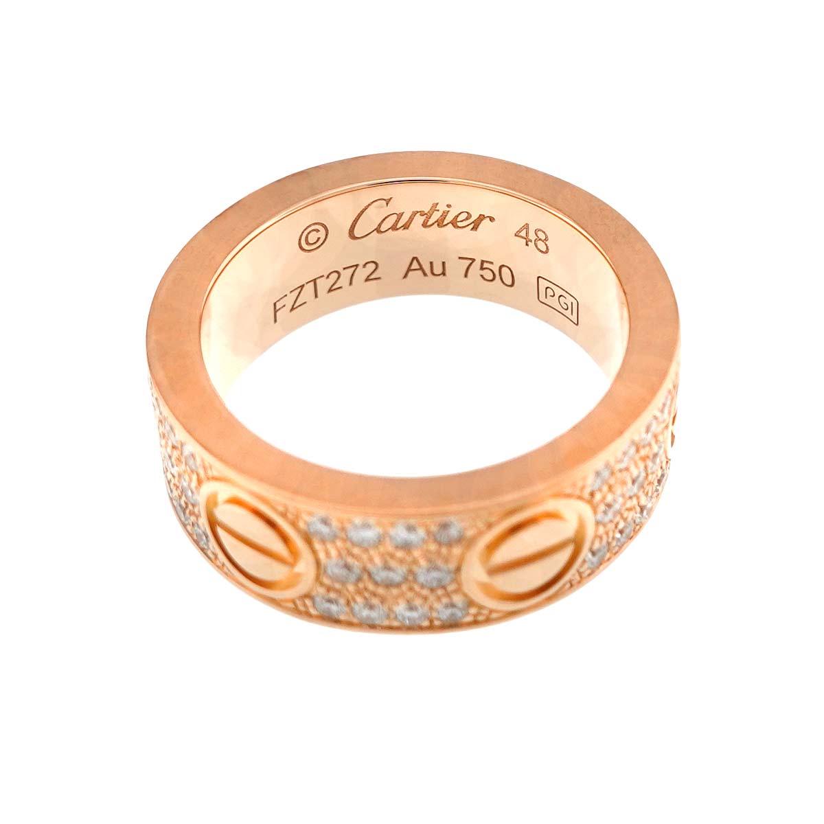 Love Ring Full Pave Diamond 18K PG 750 size48 4-4.5(US)