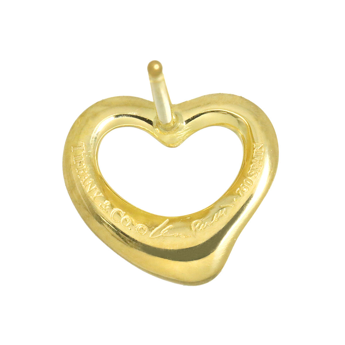 Open Heart Earrings Pierced 18K Yellow Gold 750
