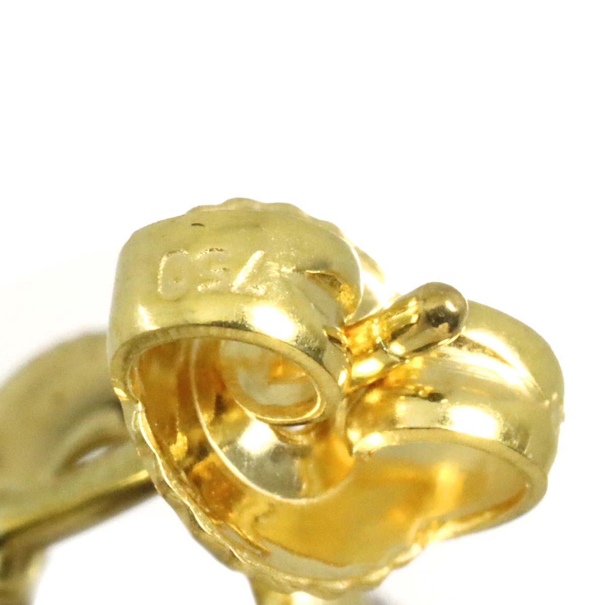 Open Heart Earrings Pierced 18K Yellow Gold 750