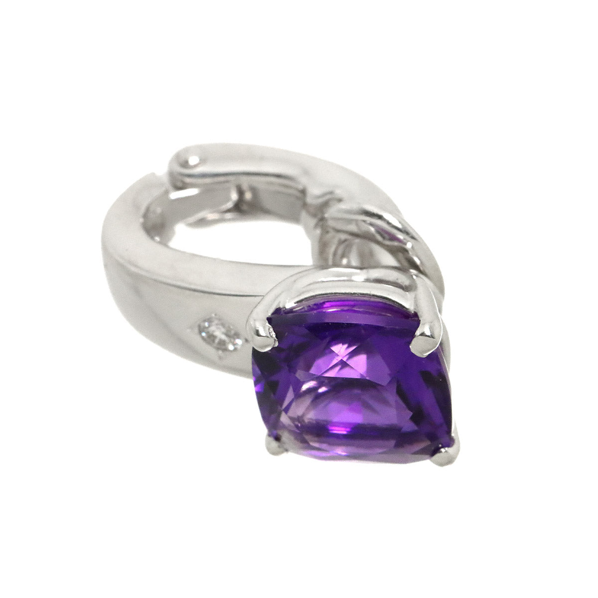 Amethyst Diamond 0.01ct Earring 18K WG 750 One Piece only