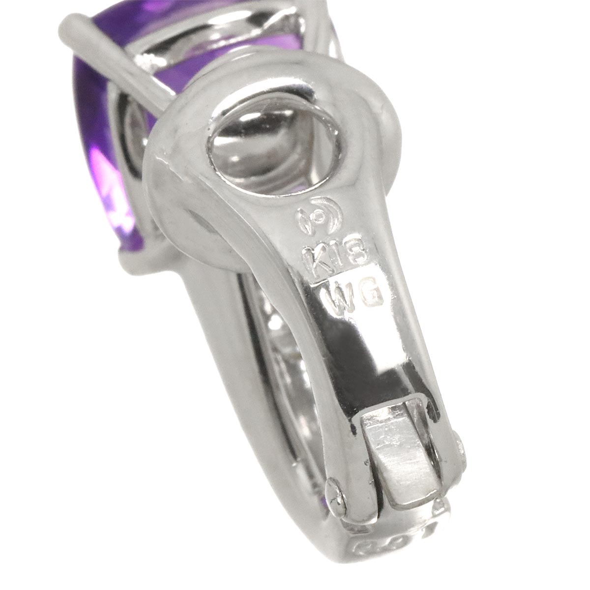 Amethyst Diamond 0.01ct Earring 18K WG 750 One Piece only