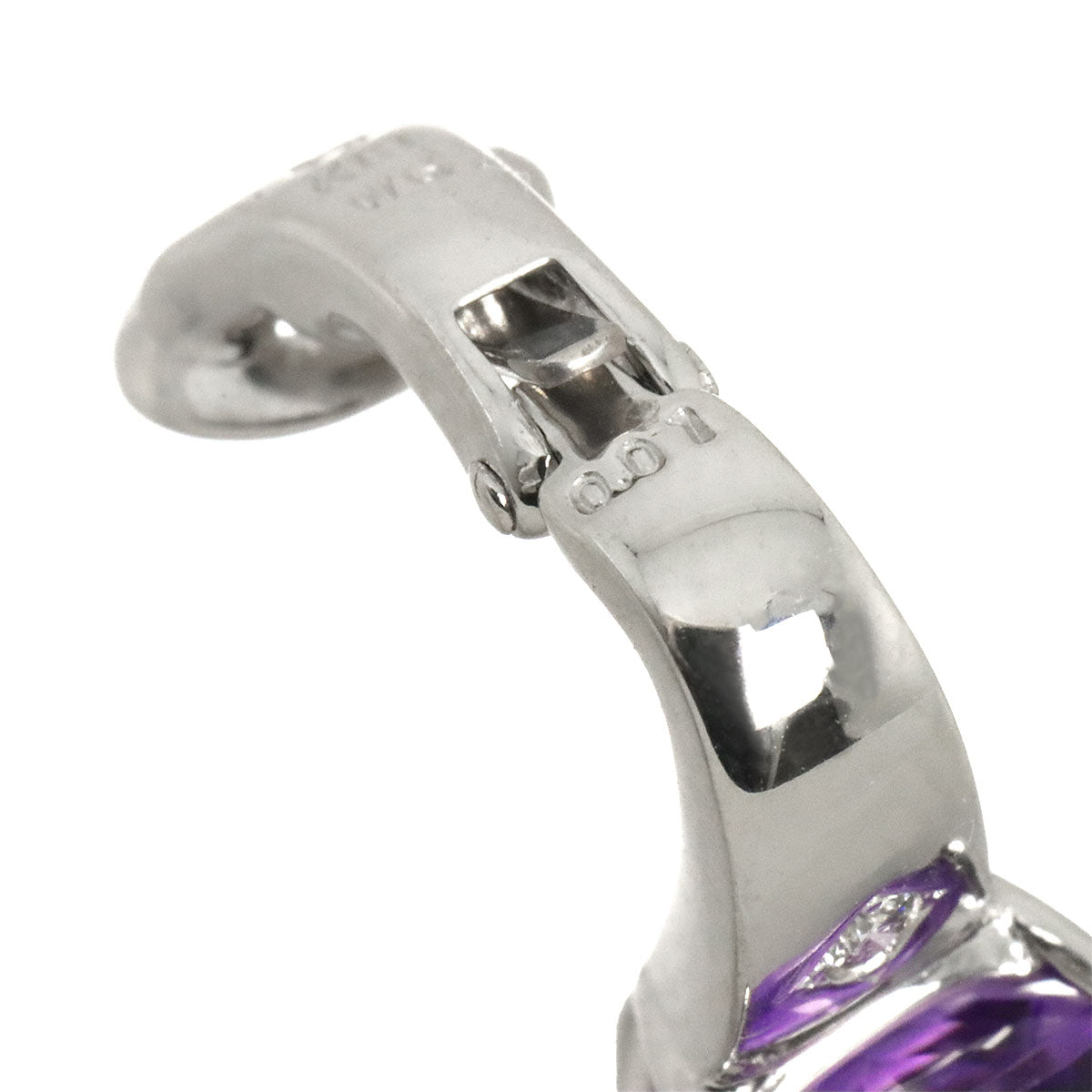 Amethyst Diamond 0.01ct Earring 18K WG 750 One Piece only