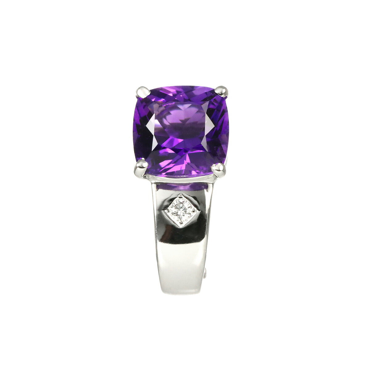 Amethyst Diamond 0.01ct Earring 18K WG 750 One Piece only