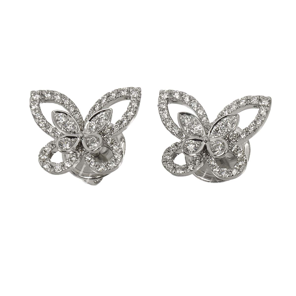 Butterfly Mini Diamond Earrings Pierced 18K WG 750