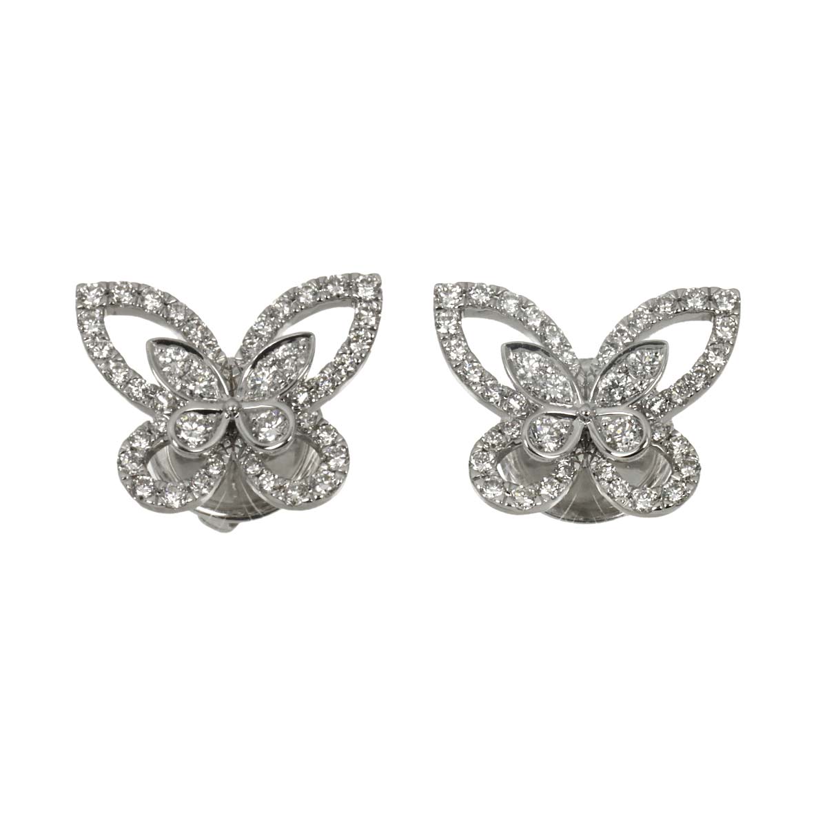 Butterfly Mini Diamond Earrings Pierced 18K WG 750