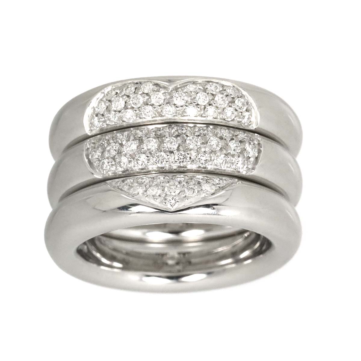 Heart Diamond Ring 18K White Gold 750 size6.75-7.25(US)