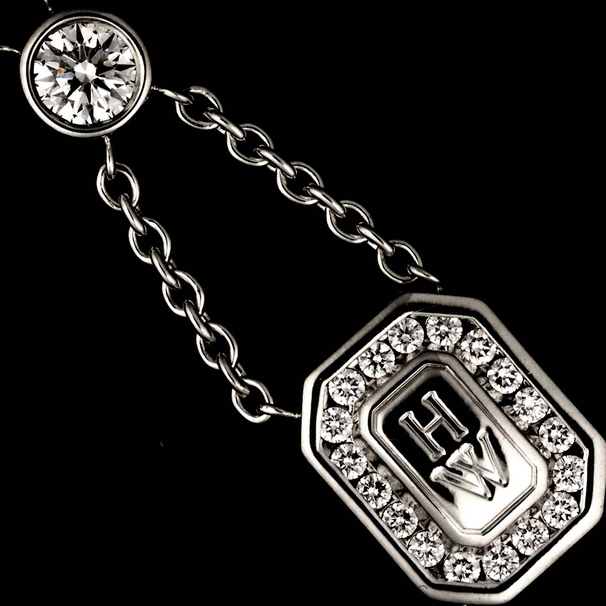 HARRY WINSTON HW Logo Diamond Bracelet 18K WG 750