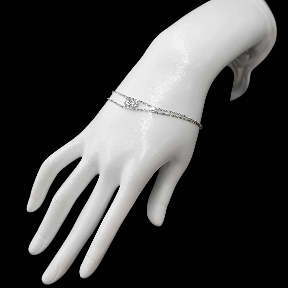 HARRY WINSTON HW Logo Diamond Bracelet 18K WG 750