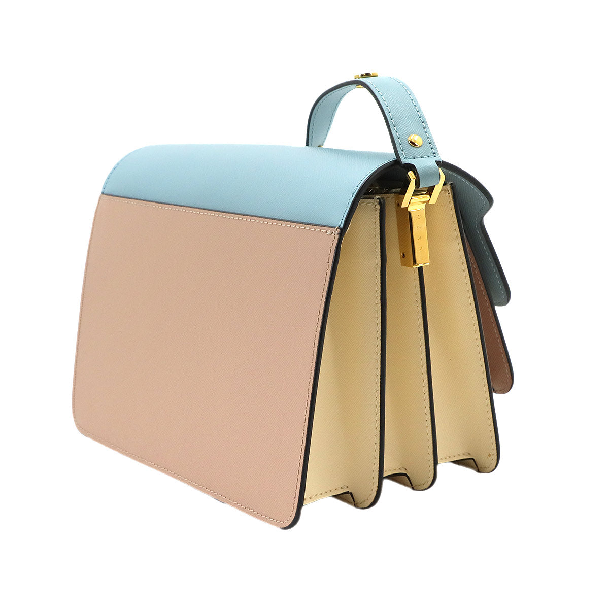 Trunk Medium Shoulder Bag Leather Blue Pink White Purse