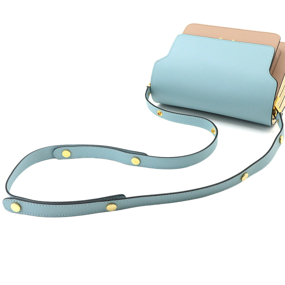 Trunk Medium Shoulder Bag Leather Blue Pink White Purse