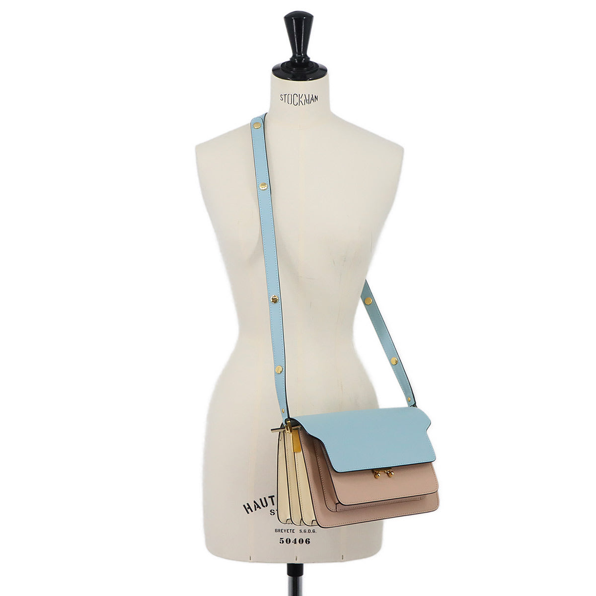Trunk Medium Shoulder Bag Leather Blue Pink White Purse