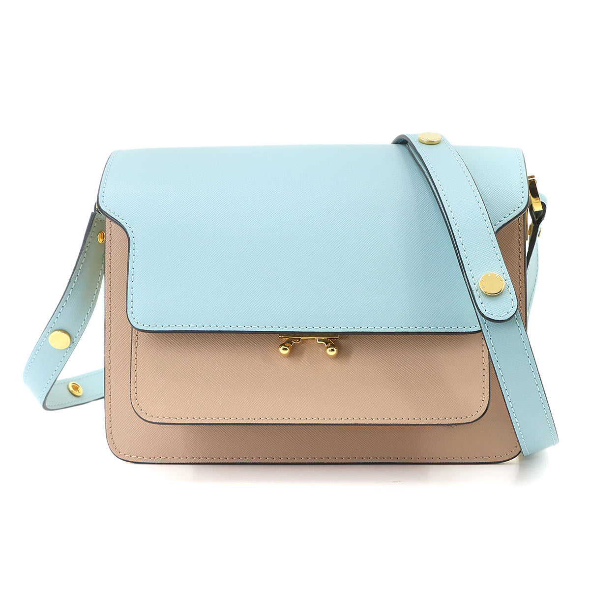 Trunk Medium Shoulder Bag Leather Blue Pink White Purse