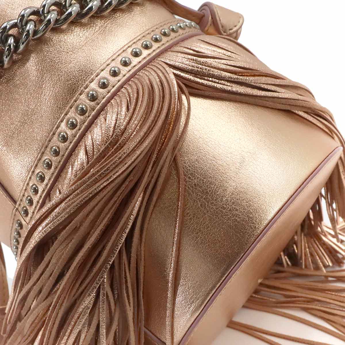 Carnival Fringe Drawstring Shoulder Bag Metalic pink