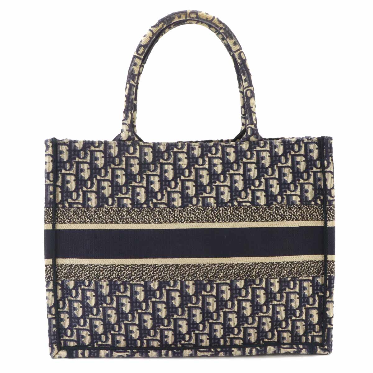 Oblique Book Tote Medium Bag Canvas Navy M1296ZRIW