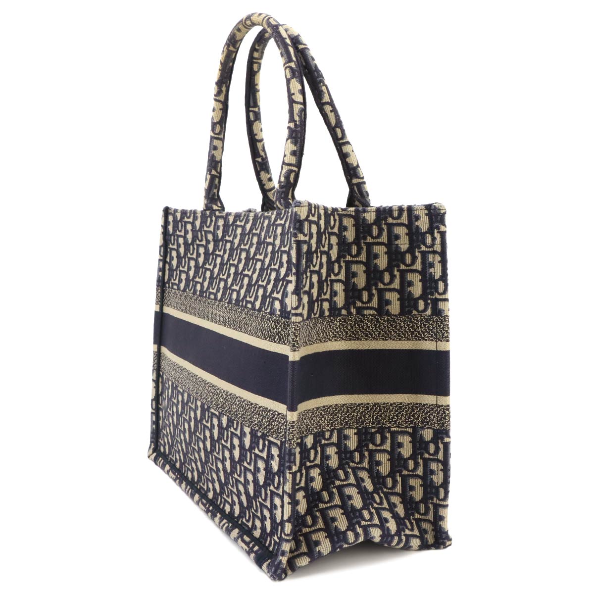 Oblique Book Tote Medium Bag Canvas Navy M1296ZRIW