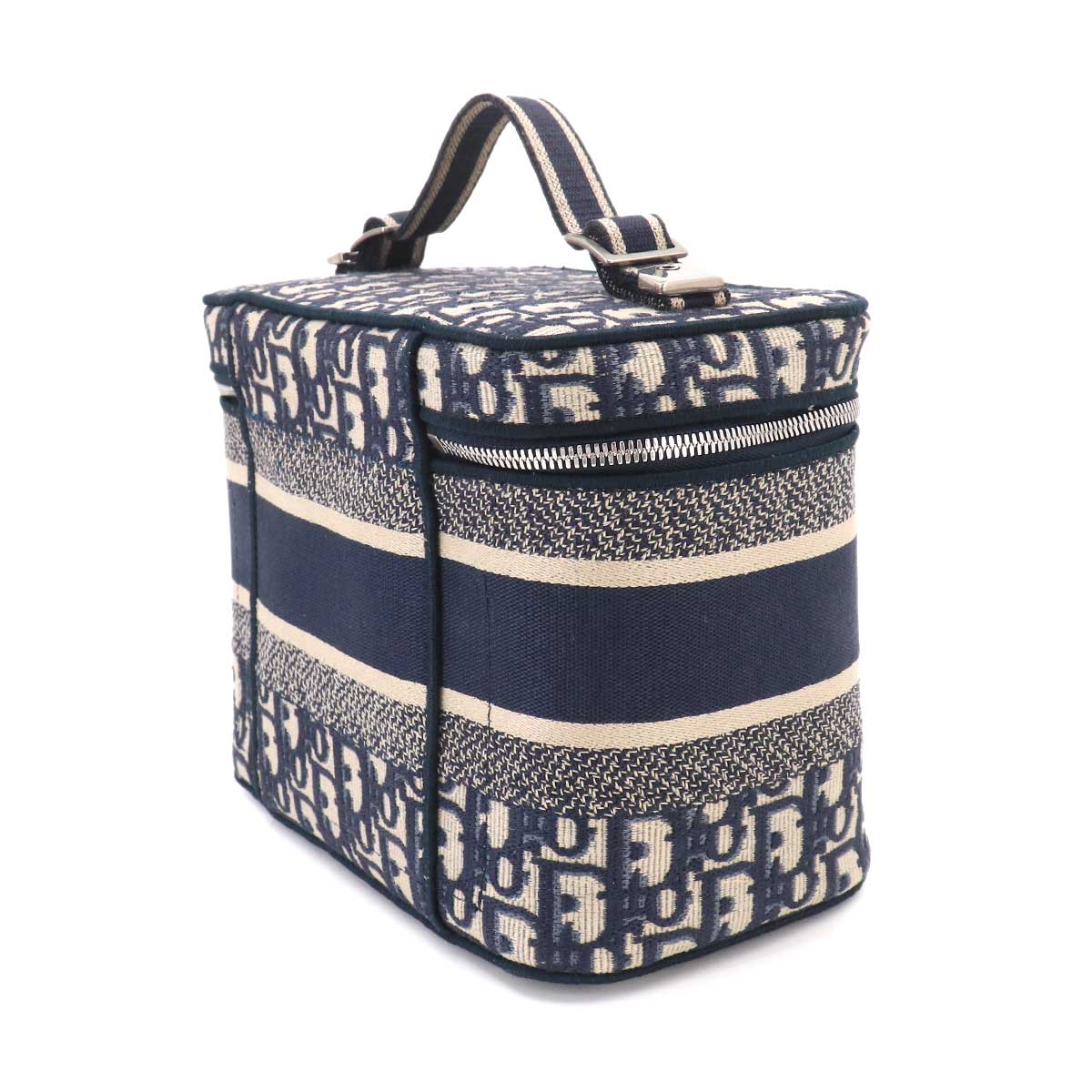Travel Oblique Vanity Hand Bag Canvas Navy S5480VRIW