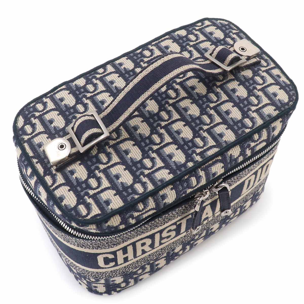 Travel Oblique Vanity Hand Bag Canvas Navy S5480VRIW