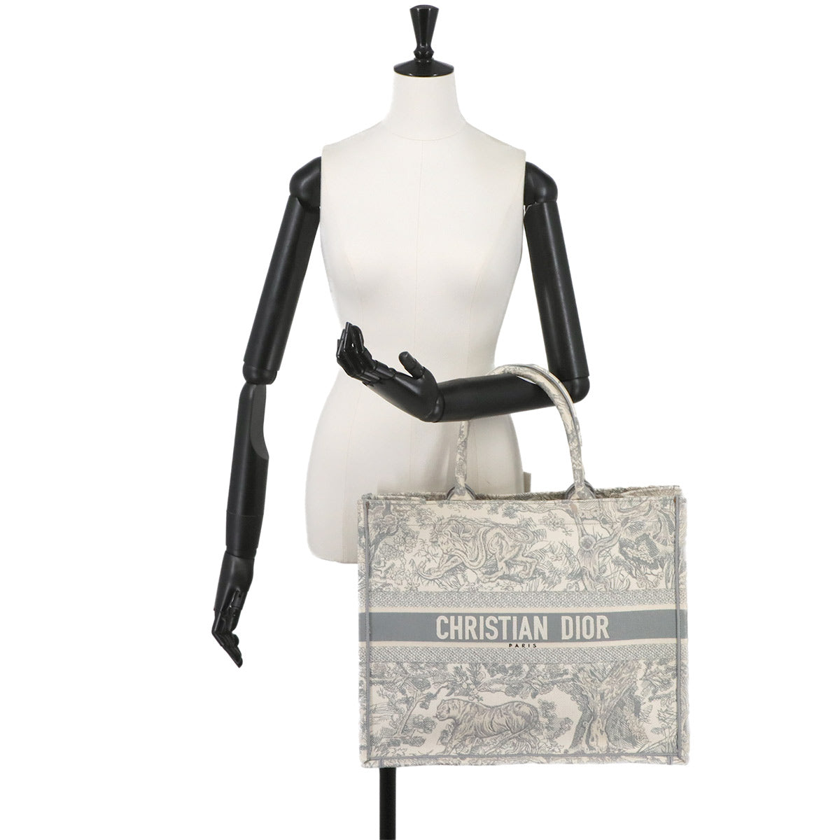 Toile De Jouy Book Tote Large Bag Canvas Gray M1286ZTDT